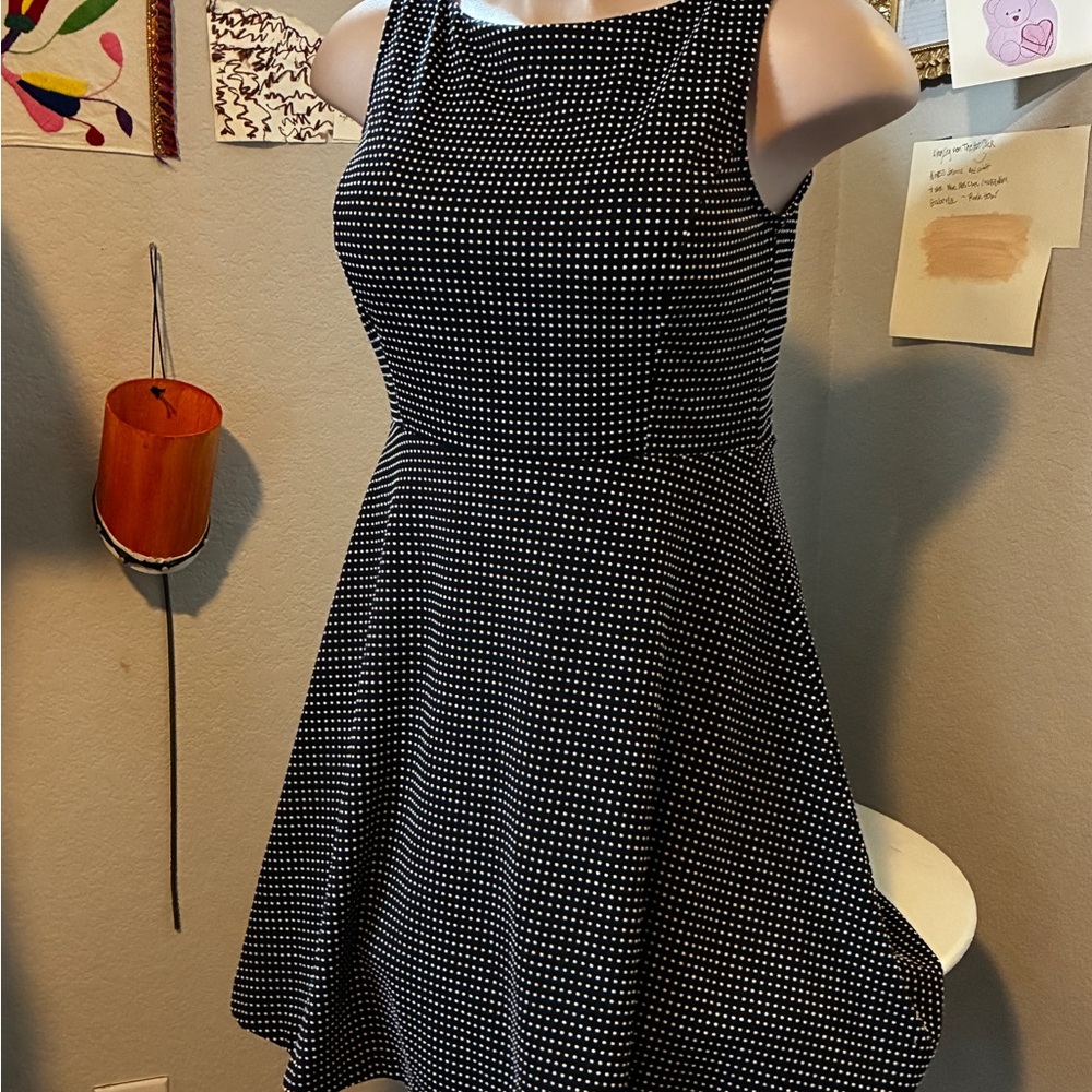 Merona Black Dress with White Micro Dot Print